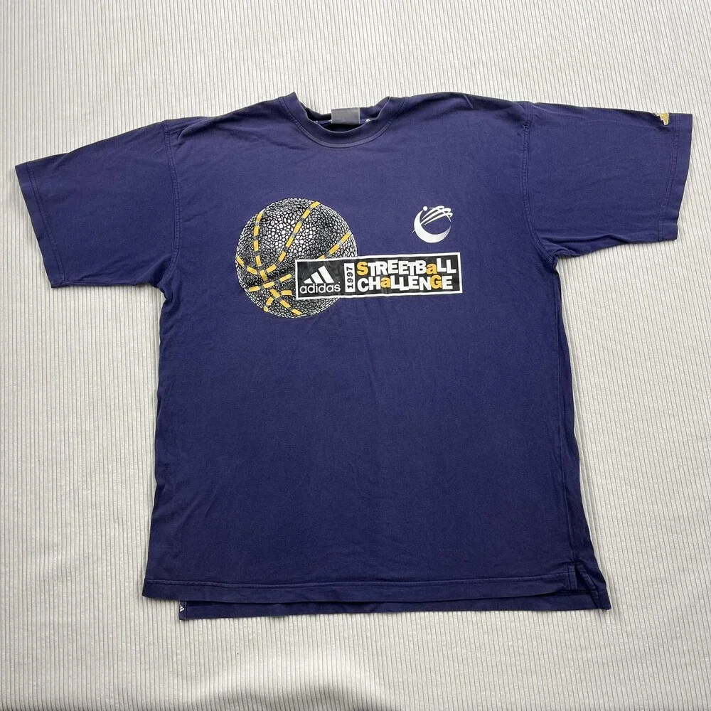 Vintage Adidas Shirt Mens XL Purple 1997 Streetball Basketball Graphic Tee